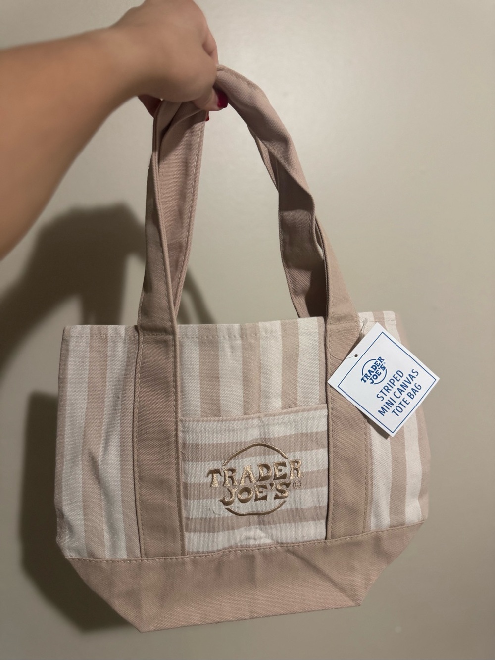 Pink Stripe Canvas Tote Bag